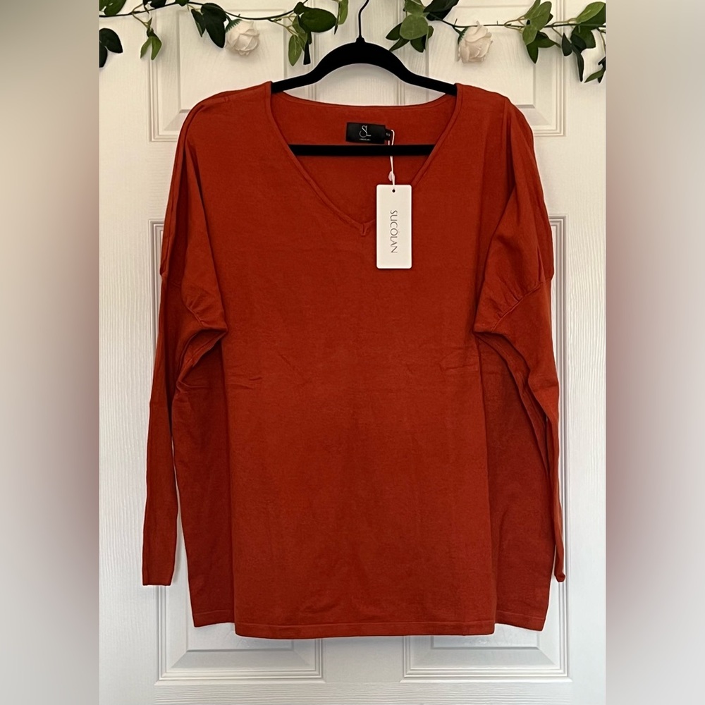 SUCOLAN Burnt Orange Knit Sweatshirt- Size S